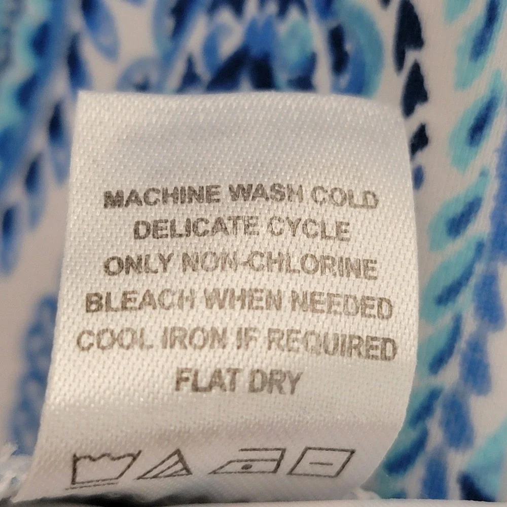 Cabana Life Women's L Blue White Paisley Sleeveless Halter Shift Travel Dress - Picture 11 of 12